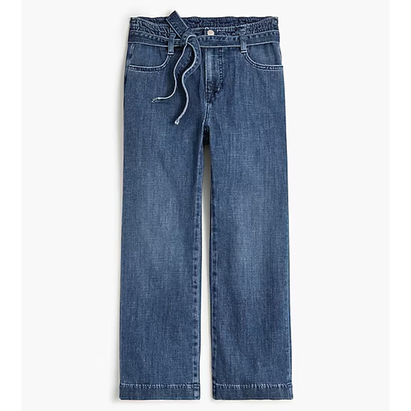 J. Crew Denim - J Crew Paper Bag Jeans Size 26P Belted Strait Leg Denim BX565 High Waist Stretch